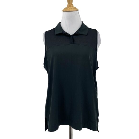 Nike Tank Top Womens M Medium Black Flex Sleeveless Mesh Split Panel Droptail - Picture 1 of 13